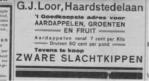 Advertentie uit de Huizer Courant van zaterdag 8 september 1928